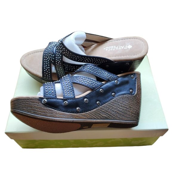 Patrizia by Spring Step‎ ARISTOCRAT Women’s Black Wedge Sandals Size 38(US7.5-8) - Picture 4 of 4